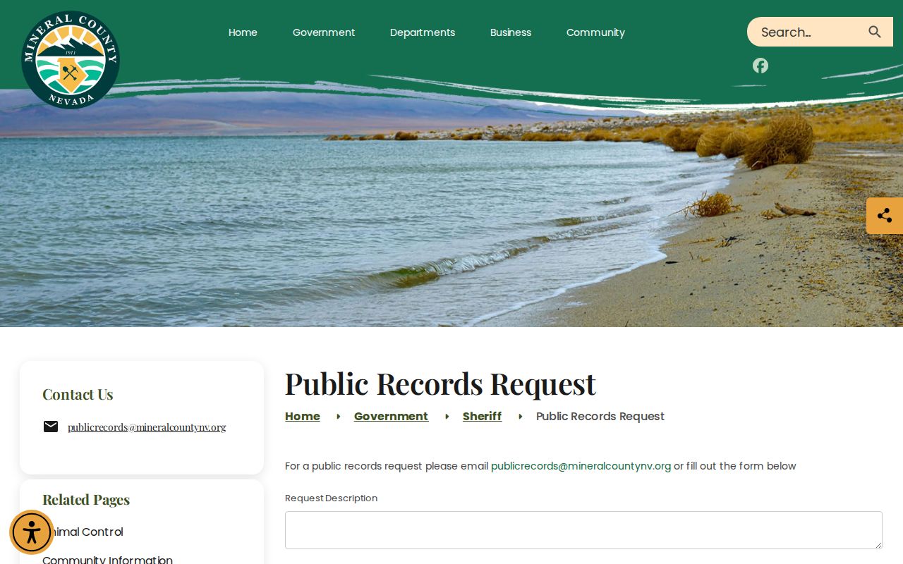 Mineral County arrest records public request form