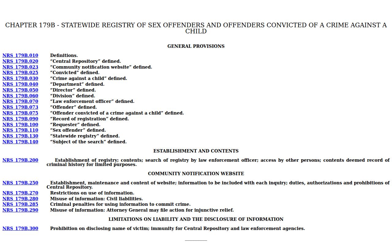 Schurz criminal records and Nevada registry dissemination law